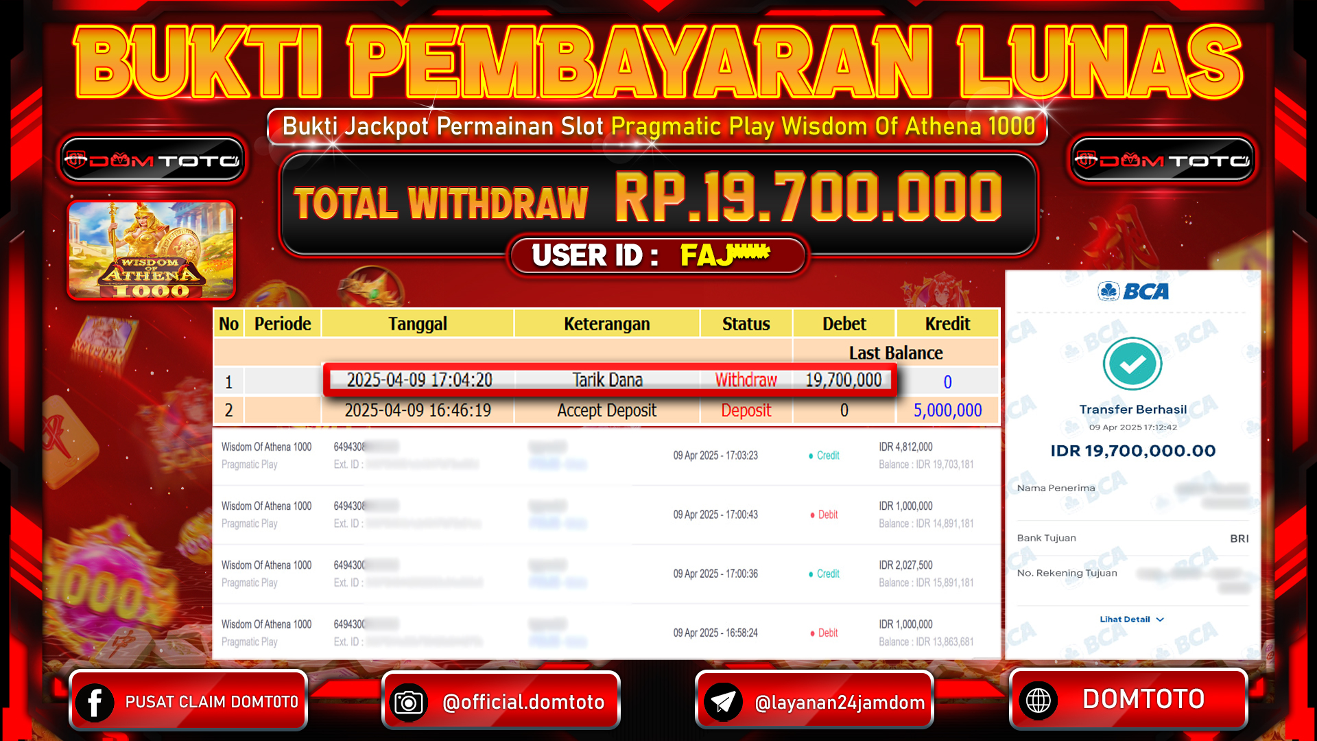 JACKPOT SLOT WISDOM OF ATHENA 1000  09 APRIL 2025